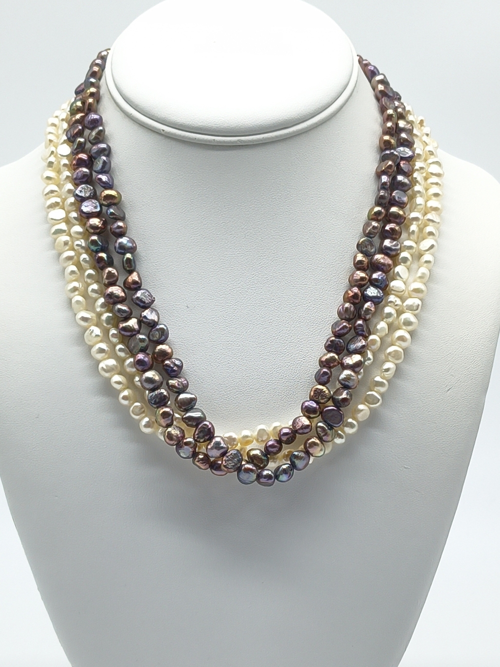 Vintage 14k Yellow Gold Fill Multi Strand Freshwater Pearl Necklace